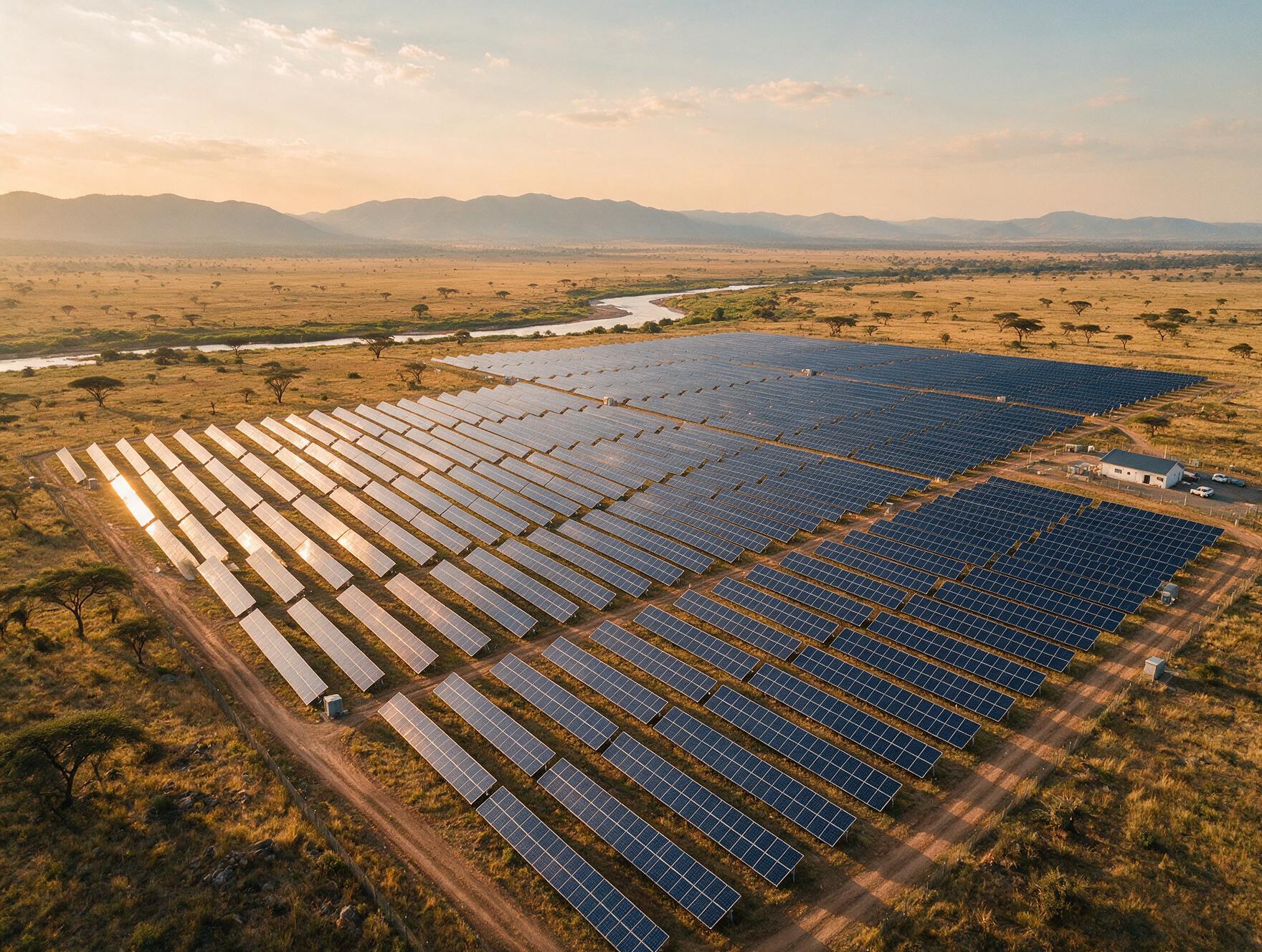 Aerial view of a solar photovoltaic farm