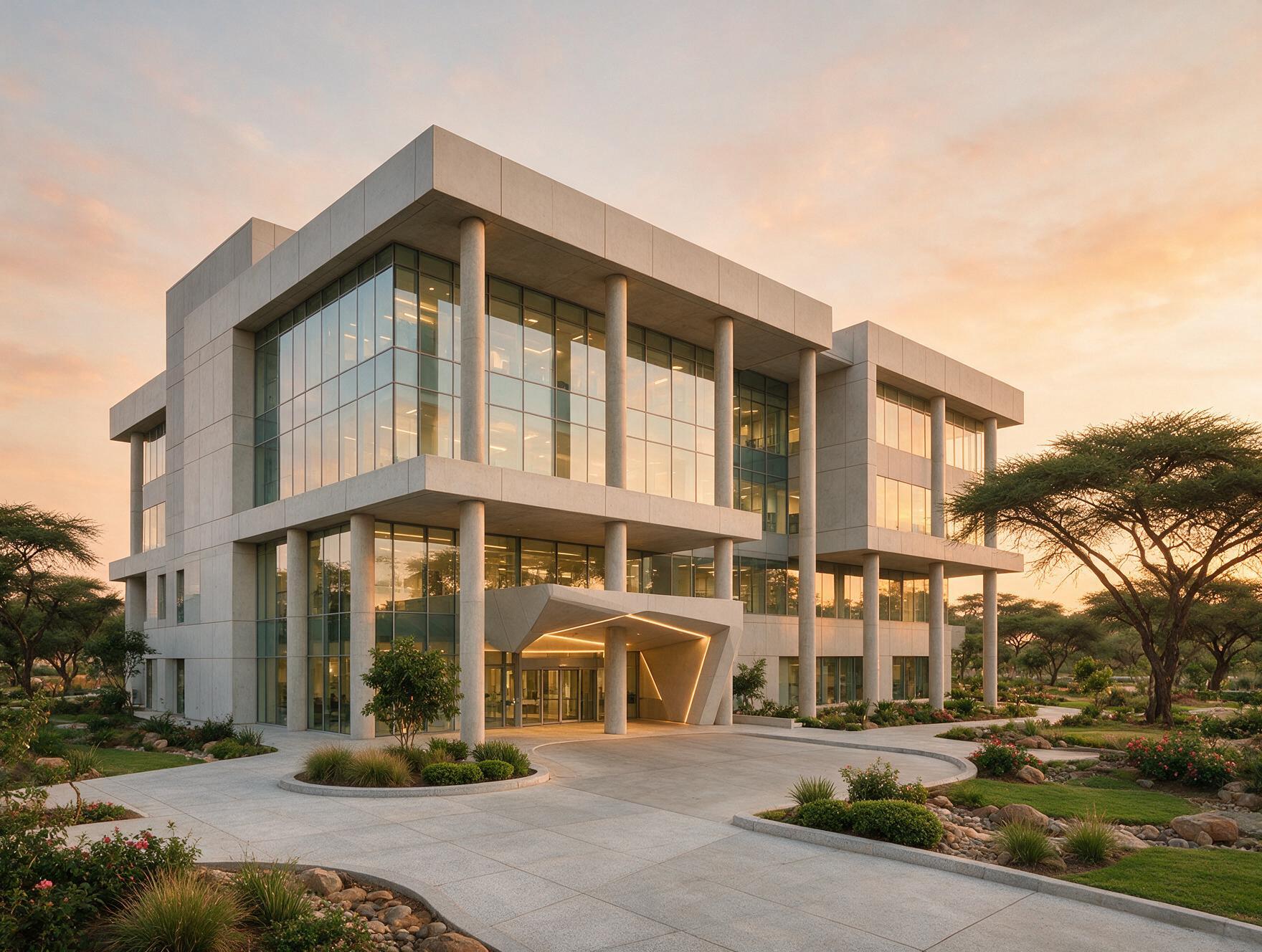 Modern minimalist hospital building exterior