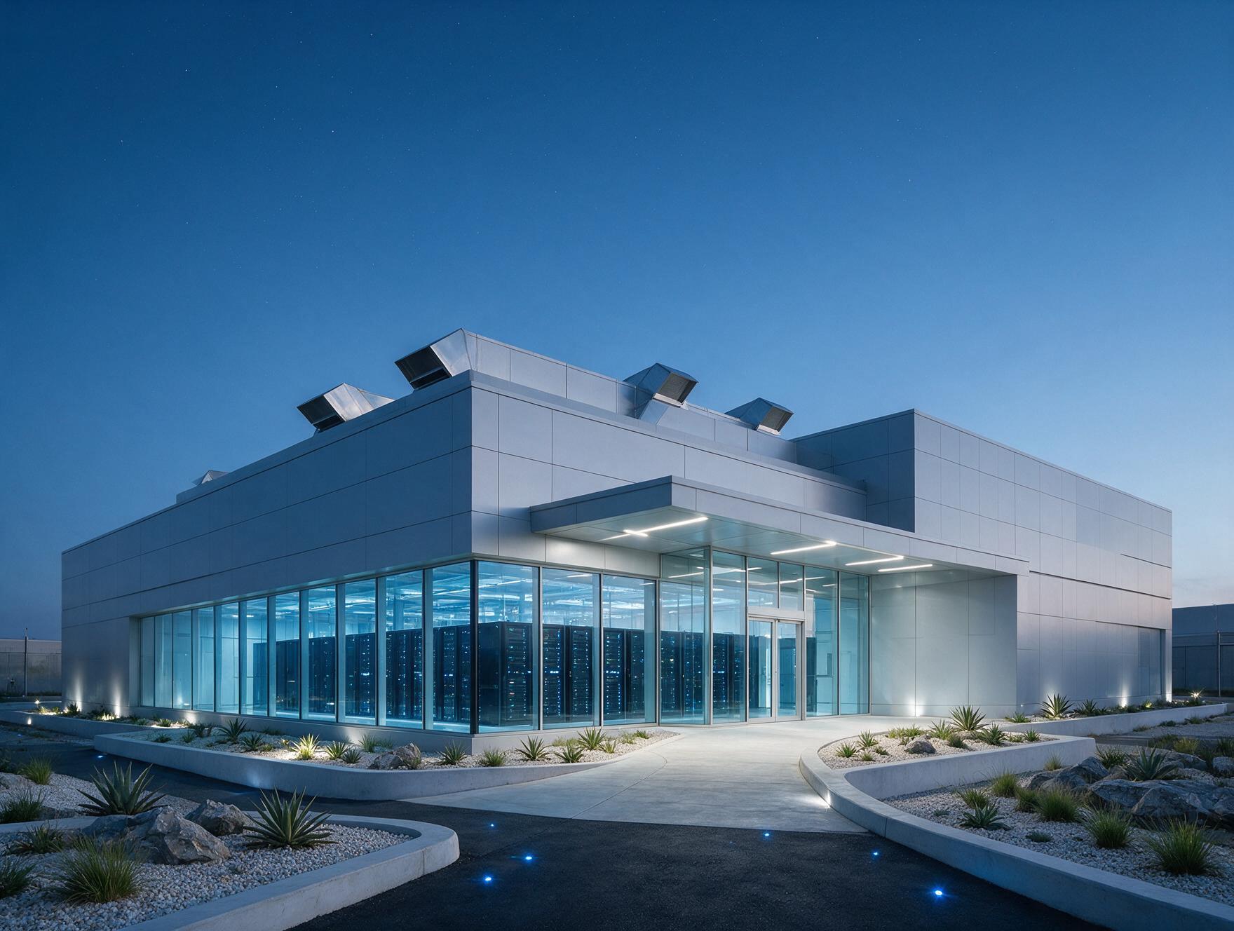 Modern data center facility exterior